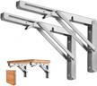 heavy duty 10" folding shelf brackets - stainless steel collapsible diy bracket for bench table, max load 550lb (2 pcs) logo