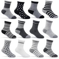 🧦 anti-slip cotton socks 12-pack for toddler boys and girls | non-slip ankle socks for baby walkers | stretch knit stripes & star assorted grip cotton socks | suitable for 16-36 months logo