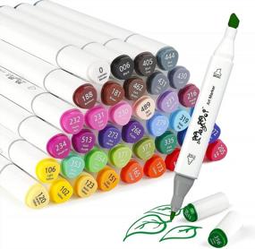img 4 attached to Get Creative With MayMoi'S 40 Color Dual-Tip Alcohol Art Markers Set - Perfect For Painting, Coloring, Sketching, And Drawing! Includes Blender And Compact Carrying Case!
