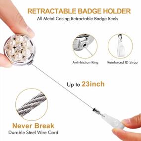 img 2 attached to FEELSO 3-Pack Badge Holder Reel Retractable With Belt Clip And 9Pcs ID Card Holders For Name Cards - 23 Inch Steel Wire Cord And Metal Retractable Badge Reel