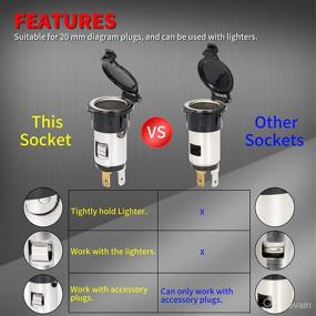 img 2 attached to 🔌 DaierTek 12V Power Outlet Socket with Cover | Car Cigarette Lighter Replacement for Automotive Truck RV Boat Motorcycle | DC 12 Volt Cigarette Lighter Socket and Wiring Harness