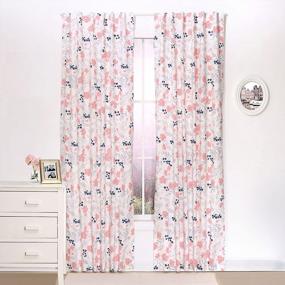 img 3 attached to Set Of Two 84 By 42 Inch Coral And Navy Floral Drapery Panels For Windows