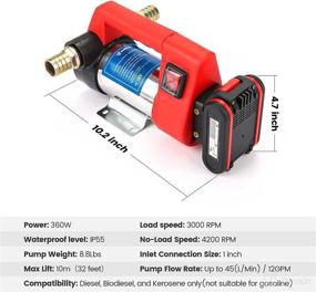 img 1 attached to 🔋 Cordless Fuel Transfer Pump | Battery Operated Diesel Pump 12GPM | Self Priming with 2500mAh Lithium Battery | Portable Commercial Battery Powered Biodiesel Liquid Pump