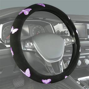 img 1 attached to August Auto Universal Fit 15Inch Pretty Butterfly Steering Wheel Cover