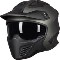 🛵 ilm open face 3/4 half helmet for moped atv cruiser scooter dot approved - model 726x titanium matte, size s logo