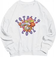 women's cute mushroom print sweatshirt with long sleeves and crew neck logo