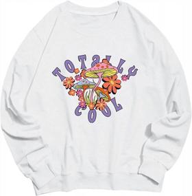 img 4 attached to Women'S Cute Mushroom Print Sweatshirt With Long Sleeves And Crew Neck