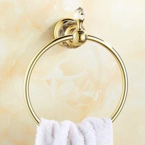 img 1 attached to OWOFAN Towel Ring Towel Holder Bath Shelf Hanger Storage Wall Mount Bathroom Accessories Crystal Deco Brass Gold HK-23K