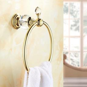 img 2 attached to OWOFAN Towel Ring Towel Holder Bath Shelf Hanger Storage Wall Mount Bathroom Accessories Crystal Deco Brass Gold HK-23K
