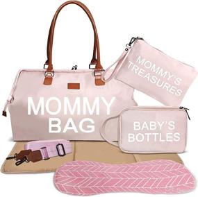img 4 attached to 🧳 Waterproof XL Stroller Bag with Hook, Changing Pad & Burp Cloth - 3-in-1 Set for Diaper Tote, Overnight Bag, Travel & Maternity