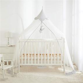 img 4 attached to 🦟 Grey Xiaobaxi Mosquito Net Canopy for Baby Kids Infant Toddler Beds, Hanging Crib Netting Play Tent