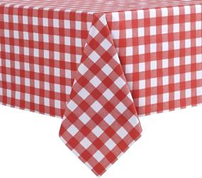 img 4 attached to Red And White Checkered Vinyl Tablecloth - 54X78 Inches - Waterproof, Oil Proof, Spill Proof PVC Table Cloth For Dining, Parties, Camping And Outdoor Use
