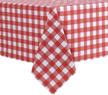 red and white checkered vinyl tablecloth - 54x78 inches - waterproof, oil proof, spill proof pvc table cloth for dining, parties, camping and outdoor use logo