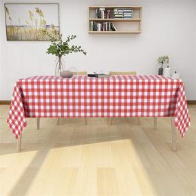 img 3 attached to Red And White Checkered Vinyl Tablecloth - 54X78 Inches - Waterproof, Oil Proof, Spill Proof PVC Table Cloth For Dining, Parties, Camping And Outdoor Use