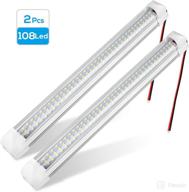 🚗 enhance your vehicle's interior with 108 led interior light bar lamp – 2 pack, 12v universal strip lights with on/off switch for rv van, truck, lorry, and more! логотип