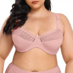 img 4 attached to Comfortable Plus Size T-Shirt Bras With Lace, Underwire, Light Lining, Adjustable Straps, And Solid Support For Women By TAIPOVE