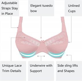 img 2 attached to Comfortable Plus Size T-Shirt Bras With Lace, Underwire, Light Lining, Adjustable Straps, And Solid Support For Women By TAIPOVE