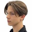 natural looking men's wigs: kaneles short straight synthetic wig with realistic middle part in brown logo