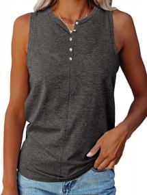 img 3 attached to Women'S Cotton Tank Top Summer Workout Sleeveless Button-Down Tunic Shirt
