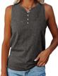 women's cotton tank top summer workout sleeveless button-down tunic shirt logo