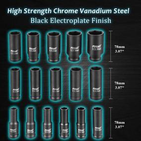 img 3 attached to 🛠️ FUHAO 16-Piece Metric Heavy Duty Deep Impact Socket Set, 1/2-Inch Drive, 10-32mm, Cr-V Steel with Storage Case