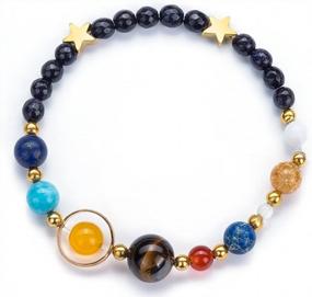 img 3 attached to Fesciory Women Solar System Bracelet Universe Galaxy 8 Planet Natural Stone Beads Guardian Star Bangle Gifts For Girls