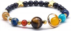 img 4 attached to Fesciory Women Solar System Bracelet Universe Galaxy 8 Planet Natural Stone Beads Guardian Star Bangle Gifts For Girls