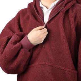 img 2 attached to Shearling Quarter-Zip Oversized Blanket Hoodie Pullover For Men And Women