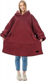 img 4 attached to Shearling Quarter-Zip Oversized Blanket Hoodie Pullover For Men And Women