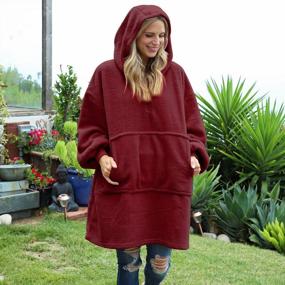 img 3 attached to Shearling Quarter-Zip Oversized Blanket Hoodie Pullover For Men And Women