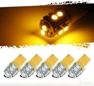 🚛 partsam t10 amber led replacement bulbs - pack of 5, 10-3528-smd chipset 194 168, ideal for pickup truck cab marker roof running top light, 12v логотип