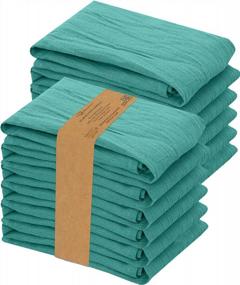 img 4 attached to Turquoise Ruvanti 12 Pack Flour Sack Towels, 28X28 Inch, 100% Ring Spun Cotton Tea Towels - Highly Absorbent And Machine Washable For Dish Drying And Cleaning