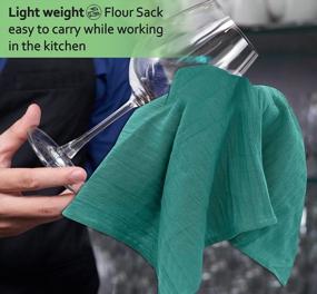 img 3 attached to Бирюзовые полотенца Ruvanti из 12 пакетов для муки, 28X28 дюймов, чайные полотенца из 100% кольцевого прядения из хлопка - сильно впитывают и можно стирать в машине для сушки и мытья посуды