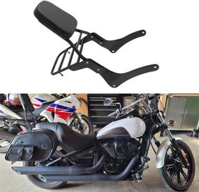 img 1 attached to Premium Leather Backrest Sissy Bar + Luggage Rack for Kawasaki Vulcan 900 VN900 (Black) - 1996-2018 Compatible!