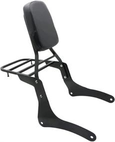 img 4 attached to Premium Leather Backrest Sissy Bar + Luggage Rack for Kawasaki Vulcan 900 VN900 (Black) - 1996-2018 Compatible!