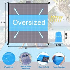 img 1 attached to Beach Blanket, Sand Resist Beach Mat 109X86 Inch,Big & Compact Water Resistant Mat Quick Drying, Lightweight & Durable With 6 Stakes & 4 Corner Beach Accessories For Vacation, Travel, Camping