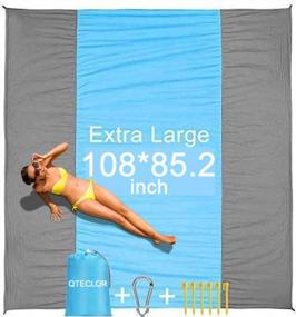img 4 attached to Beach Blanket, Sand Resist Beach Mat 109X86 Inch,Big & Compact Water Resistant Mat Quick Drying, Lightweight & Durable With 6 Stakes & 4 Corner Beach Accessories For Vacation, Travel, Camping