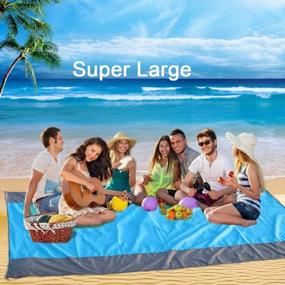 img 2 attached to Beach Blanket, Sand Resist Beach Mat 109X86 Inch,Big & Compact Water Resistant Mat Quick Drying, Lightweight & Durable With 6 Stakes & 4 Corner Beach Accessories For Vacation, Travel, Camping