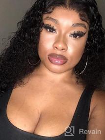img 5 attached to Brazilian Human Hair Wet And Wavy Headband Wigs - 16 Inch Curly Lace Front Wig For Black Women