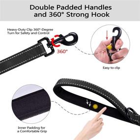 img 1 attached to 🐶 Premium Double Handle Dog Leash with Padded Handles, Reflective Training Lead - Ideal for Medium to Large Dogs, 5FT/6FT Durable Traffic Leashes