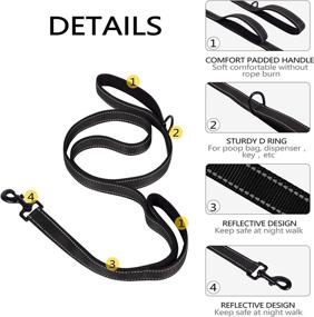 img 2 attached to 🐶 Premium Double Handle Dog Leash with Padded Handles, Reflective Training Lead - Ideal for Medium to Large Dogs, 5FT/6FT Durable Traffic Leashes