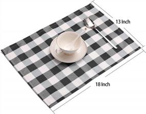 img 3 attached to Set Of 4 Thin And Durable Black & White Checker Placemats - 18"X13" Checked Design For Dining Table By Nobildonna