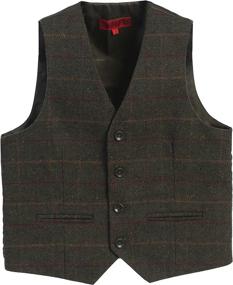 img 3 attached to 🏻 Brown Boys' Clothing - Gioberti Tweed Plaid Formal Suits & Sport Coats