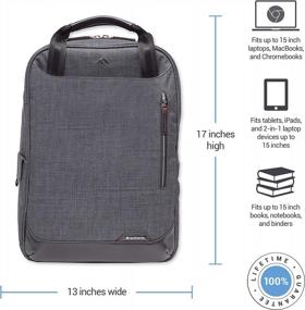 img 3 attached to Прочный рюкзак Brenthaven Collins для школы и офиса: подходит для 15-дюймовых ноутбуков, обеспечивает защиту от ударов и сжатия благодаря трансформируемой сумке серого цвета.