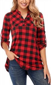 img 3 attached to Stylishly Comfortable Women'S Buffalo Plaid Tunic Blouse By Miusey