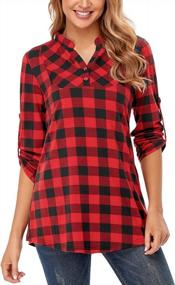 img 4 attached to Stylishly Comfortable Women'S Buffalo Plaid Tunic Blouse By Miusey