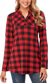 img 2 attached to Stylishly Comfortable Women'S Buffalo Plaid Tunic Blouse By Miusey