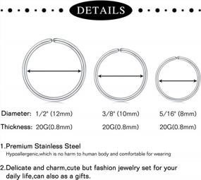 img 3 attached to 16G Cartilage Earring Set W/Cubic Zirconia & Surgical Steel - Tragus, Helix, Lip Ring & More