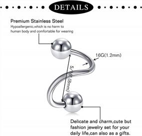 img 1 attached to 16G Cartilage Earring Set W/Cubic Zirconia & Surgical Steel - Tragus, Helix, Lip Ring & More