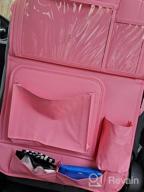 img 1 attached to Tsumbay Car Backseat Organizer - PU Leather With Tablet Holder, Foldable Table Tray, And 9 Storage Pockets review by Chris Tisdale